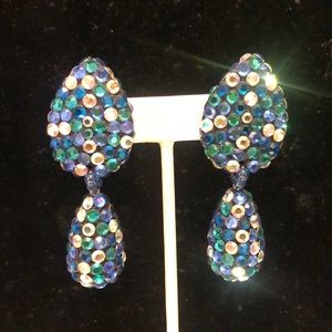 Vintage Shades Of Blue Crystal Custom Earrings-Boutique